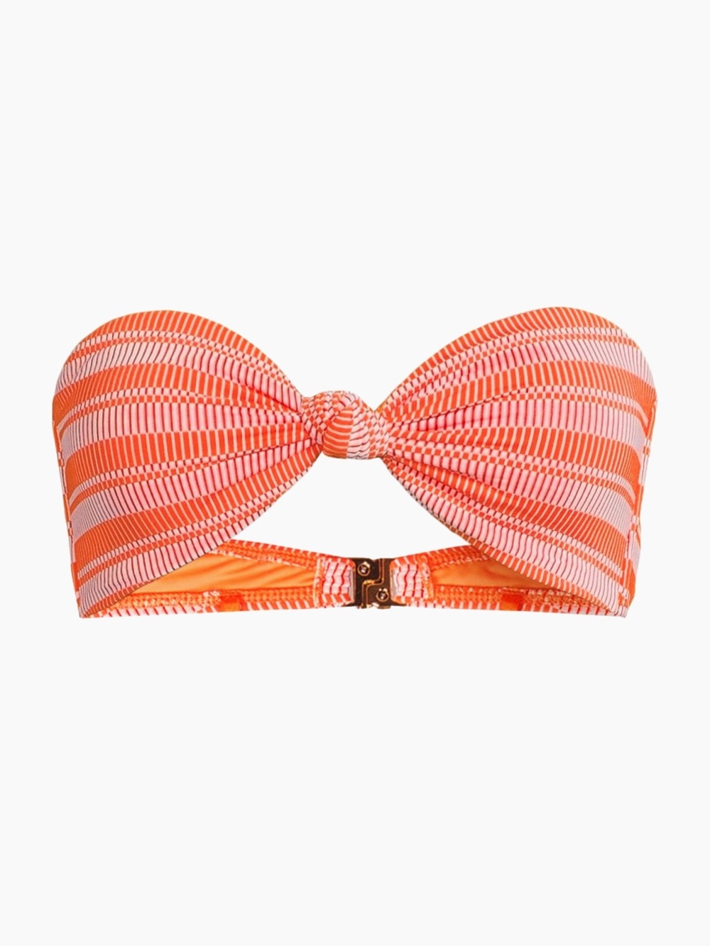 Milly Orange & White Striped Knot Bandeau Bikini Top, Women's Size L